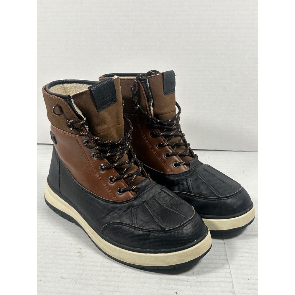 Aldo LURRYX Mens 10 Waterproof Winter Duck Boots Brown Black Faux Fur Lined